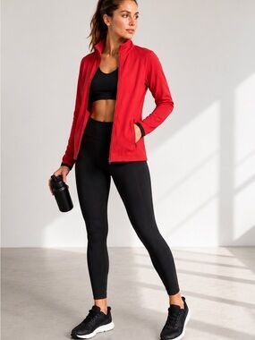 Tri-Mountain 7320 Arena Women’s Small Red Fleece Full Zip Jacket NWT
